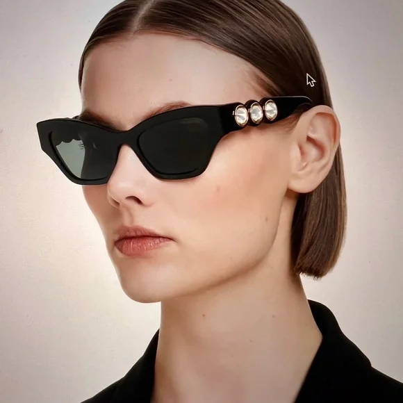 SWAROVSKI SK6021 Crystal Embellished Black Cat Eye Sunglasses